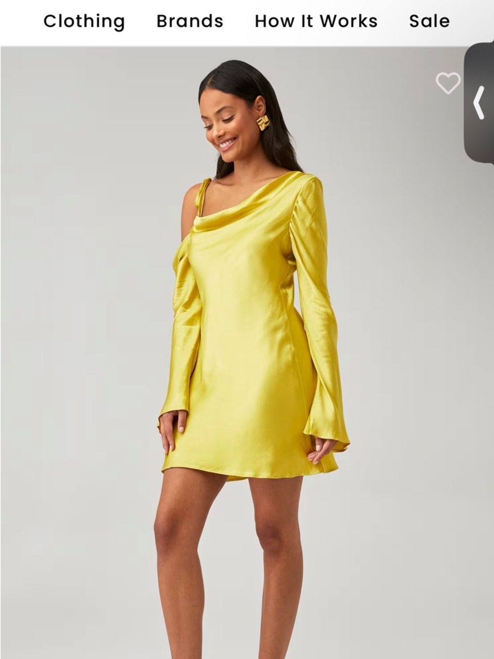 Shona Joy Sofia Asymmetrical Mini Dress Yellow Satin Size 4 Wedding Guest - Picture 3 of 6